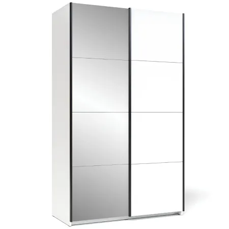 Armadio 2 Ante Ripiani Scorrevoli Bianco con Specchio Camera da Letto