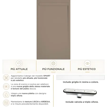 Piatto Doccia Slim Moka in Marmo Resina Filo Pavimento | BricoShop24