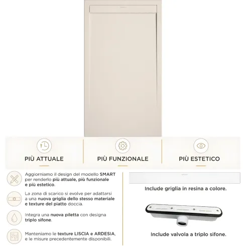 Piatto Doccia Slim Crema Effetto Pietra Filo Pavimento | BricoShop24
