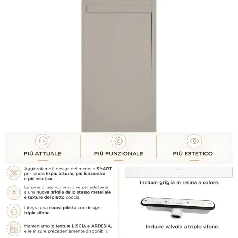 Piatto Doccia Slim Effetto Pietra Filo Pavimento Piletta | BricoShop24