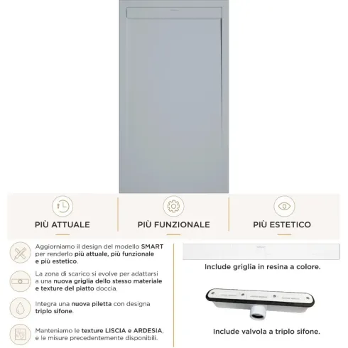 Piatto Doccia Slim Grigio Marmoresina con Piletta Scarico | BricoShop24