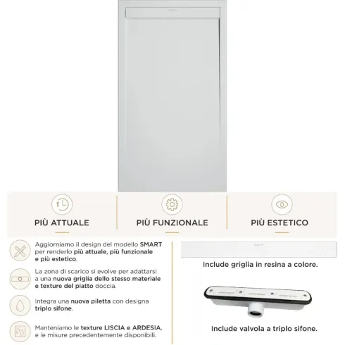 Piatto Doccia Slim Grigio Marmoresina Ruvido con Piletta | BricoShop24