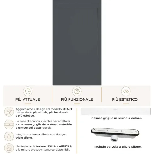 Piatto Doccia Slim Antracite Marmoresina Ruvido Piletta | BricoShop24