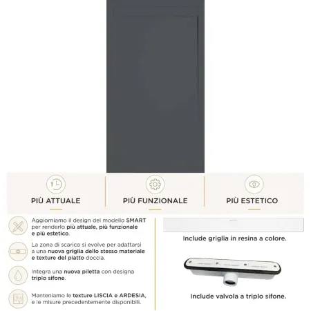 Piatto Doccia Slim Antracite Marmoresina Ruvido Piletta | BricoShop24