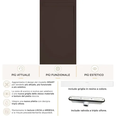Piatto Doccia Slim Marrone da 70 a 210 cm con Piletta | BricoShop24