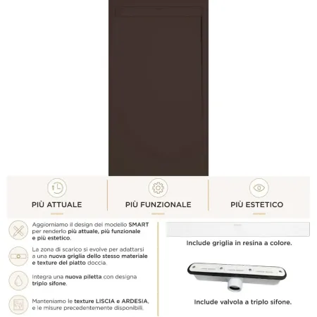 Piatto Doccia Slim Marrone da 70 a 210 cm con Piletta | BricoShop24