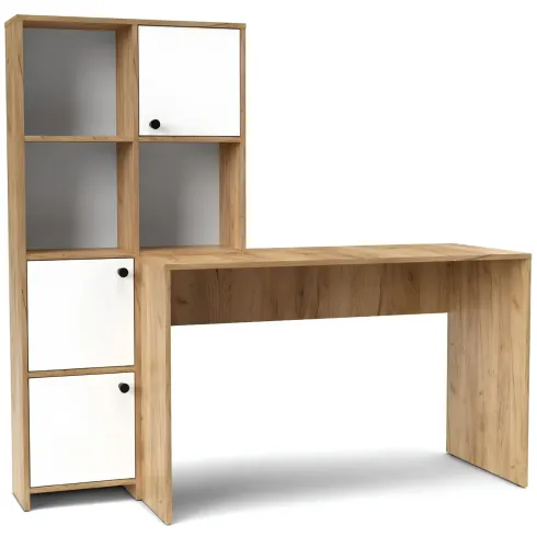 Scrivania con Libreria 6 Vani Rovere Frontali Bianco Studio Camera
