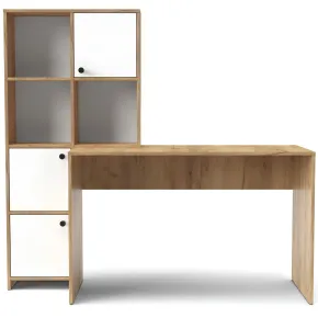 Scrivania con Libreria 6 Vani Rovere Frontali Bianco Studio Camera 2