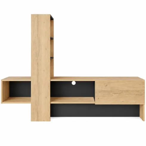 Mobile Porta TV 180x38x138 cm Rovere Antracite con Anta a Ribalta