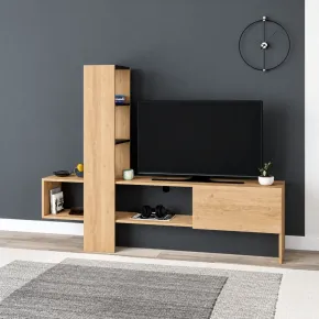 Mobile Porta TV 180x38x138 cm Rovere Antracite con Anta a Ribalta 2
