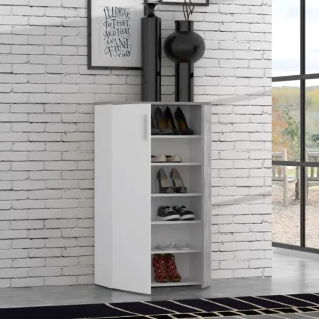 Mobile Multiuso 2 Ante Scarpiera Bianco Cemento Salvaspazio Ingresso
