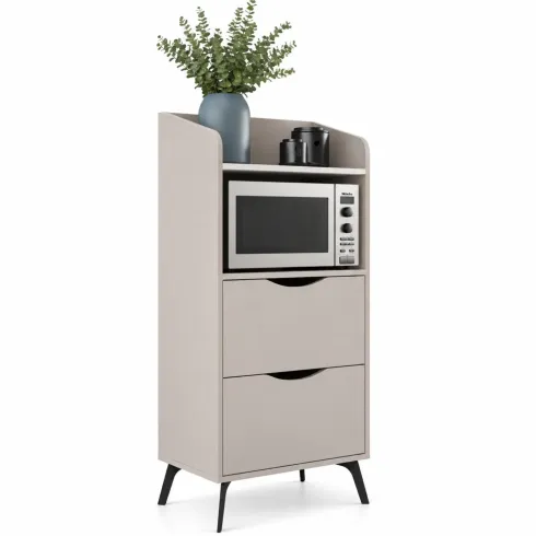 Mobile da cucina Multiuso Tortora Ripiano Bianco con 2 Cassetti Vano