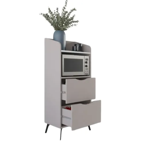 Mobile da cucina Multiuso Tortora Ripiano Bianco con 2 Cassetti Vano