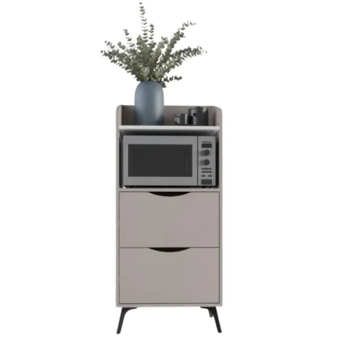 Mobile da cucina Multiuso Tortora Ripiano Bianco con 2 Cassetti Vano