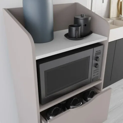 Mobile da cucina Multiuso Tortora Ripiano Bianco con 2 Cassetti Vano
