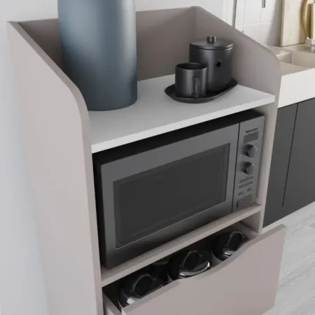 Mobile da cucina Multiuso Tortora Ripiano Bianco con 2 Cassetti Vano