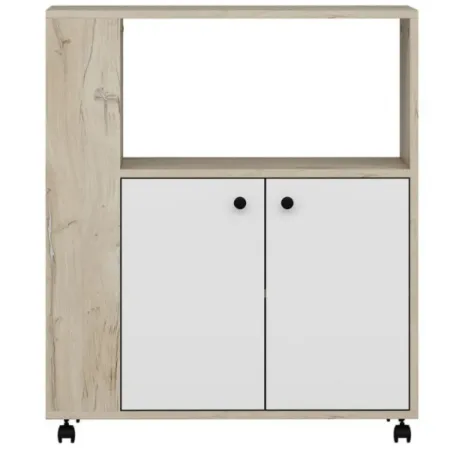 Mobile da Cucina Carrello Multiuso Rovere Bianco con 2 Ante Vani
