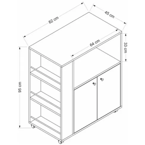 Mobile da Cucina Carrello Multiuso Rovere Bianco con 2 Ante Vani