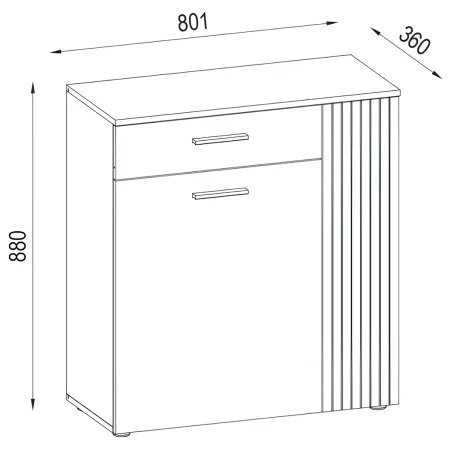 Mobile 2 Ante 1 Cassetto Credenza Multiuso Antracite Rovere Soggiorno