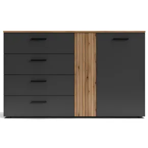 Madia da Soggiorno Reversibile 4 Cassetti Credenza Antracite Rovere 2