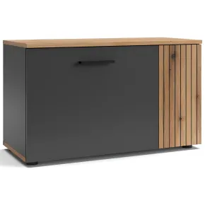 Set Mobile Ingresso Madia 2 Ante Mensola Attaccapanni Antracite Rovere 2