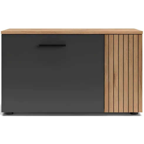 Set Mobile Ingresso Madia 2 Ante Mensola Attaccapanni Antracite Rovere
