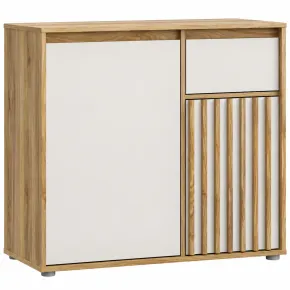 Mobile Multiuso 2 Ante Cassetto Credenza Rovere Beige Ingresso Camera