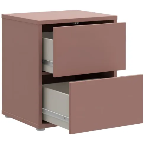 Comodino Camera da Letto 2 Cassetti Rosso Terracotta Moderno 50 cm
