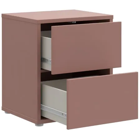 Comodino Camera da Letto 2 Cassetti Rosso Terracotta Moderno 50 cm
