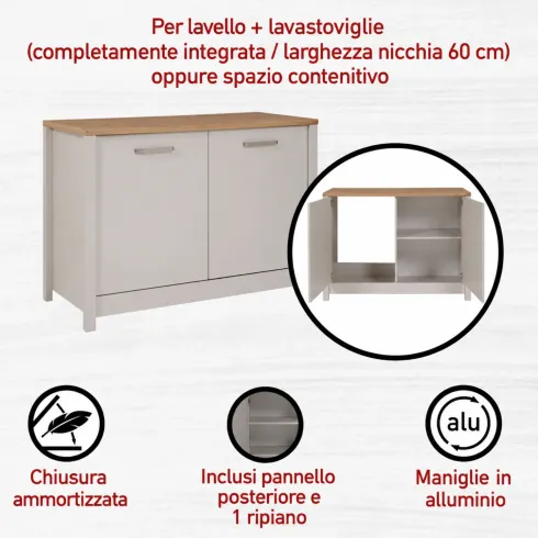 Mobili Cucina Componibile con Base Sottolavello Pensile Beige Rovere