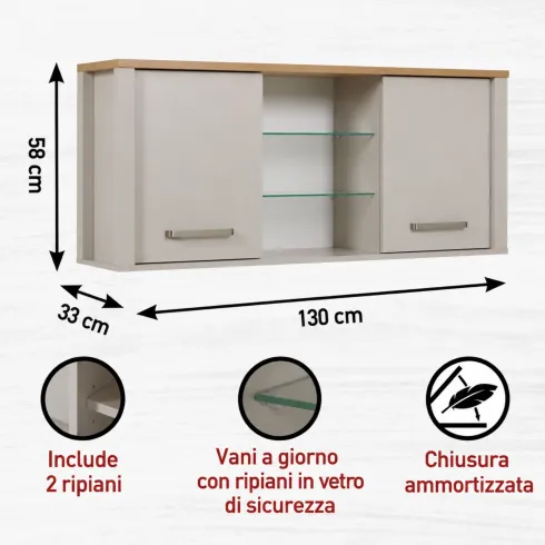 Mobili Cucina Componibile con Base Sottolavello Pensile Beige Rovere