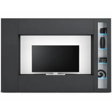 Parete Attrezzata Soggiorno 260 cm Antracite con Vetrina Porta TV
