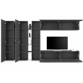 Mobile Porta TV da Soggiorno Parete Attrezzata 340 cm Antracite Opaco 2