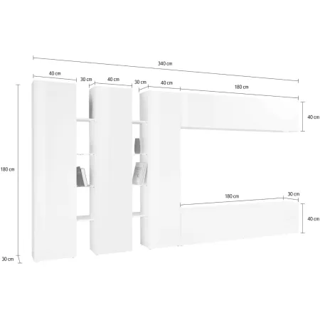 Mobile Porta TV da Soggiorno Parete Attrezzata 340 cm Antracite Opaco