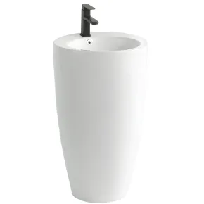 Lavabo da Appoggio Freestanding in Ceramica Bianco Lucido per Bagno