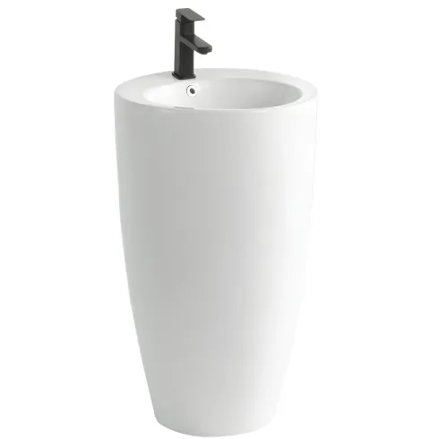 Lavabo da Appoggio Freestanding in Ceramica Bianco Lucido per Bagno