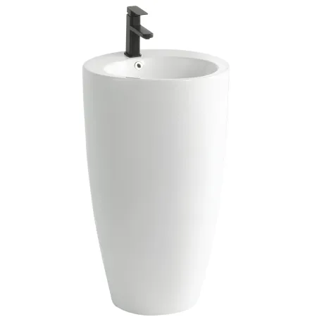 Lavabo da Appoggio Freestanding in Ceramica Bianco Lucido per Bagno