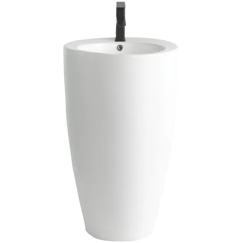 Lavabo da Appoggio Freestanding in Ceramica Bianco Lucido per Bagno