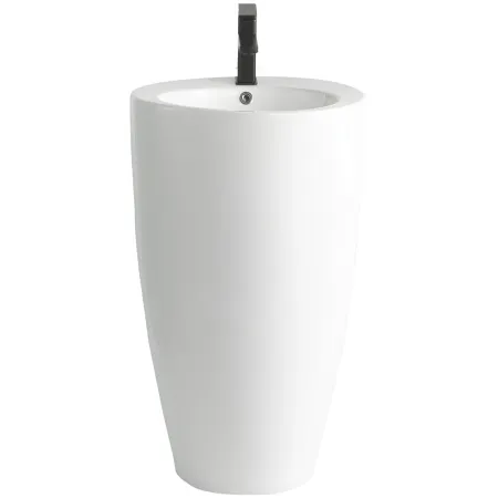 Lavabo da Appoggio Freestanding in Ceramica Bianco Lucido per Bagno