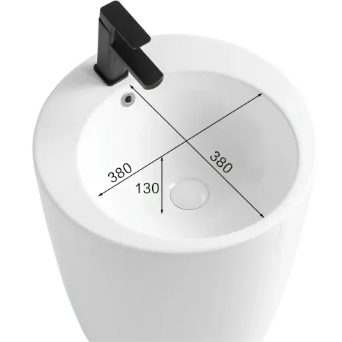 Lavabo da Appoggio Freestanding in Ceramica Bianco Lucido per Bagno