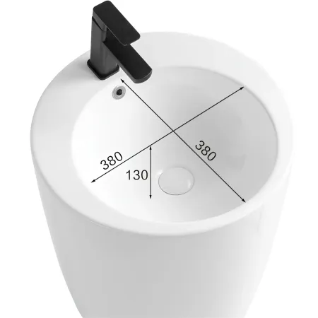 Lavabo da Appoggio Freestanding in Ceramica Bianco Lucido per Bagno