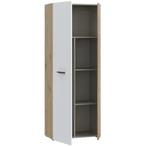 Armadio Multiuso 2 Ante 3 Ripiani Portascope Rovere Bianco Salvaspazio 2