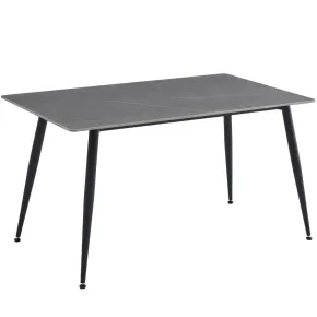 Tavolo 140x80 cm da Pranzo Ceramica Effetto Marmo Grigio 6 Posti