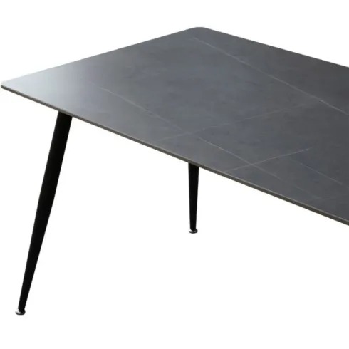 Tavolo 140x80 cm da Pranzo Ceramica Effetto Marmo Grigio 6 Posti