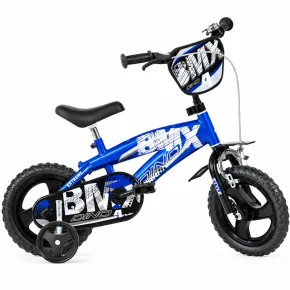 Bicicletta BMX 12" per Bambini Blu con Stabilizzatori e Gomme EVA