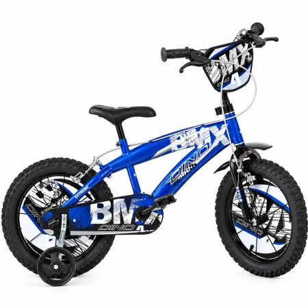 Bicicletta BMX 14" per Bambini Blu con Stabilizzatori e Gomme EVA
