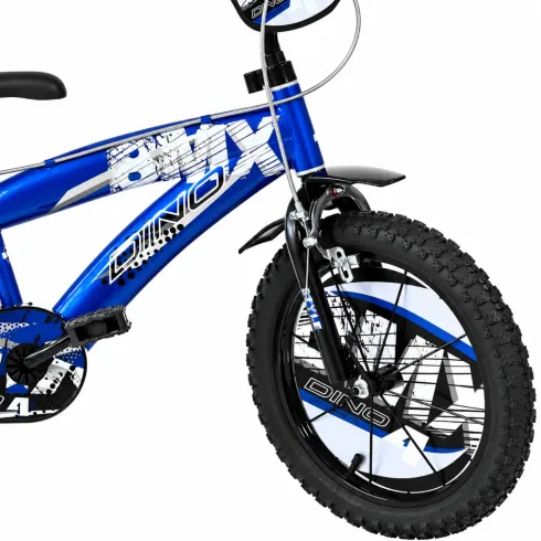 Bicicletta BMX 14" per Bambini Blu con Stabilizzatori e Gomme EVA