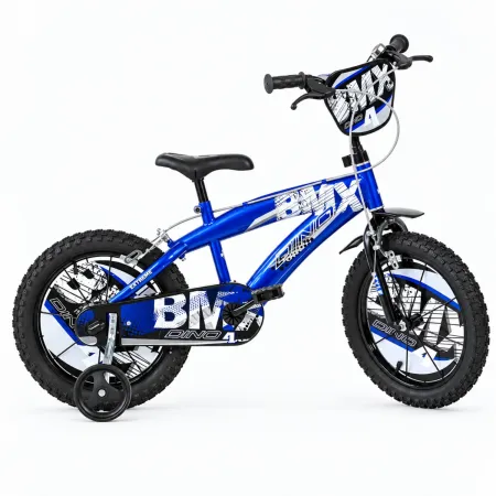 Bicicletta BMX 16" per Bambini Blu con Stabilizzatori e Gomme EVA