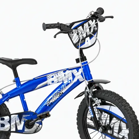Bicicletta BMX 16" per Bambini Blu con Stabilizzatori e Gomme EVA