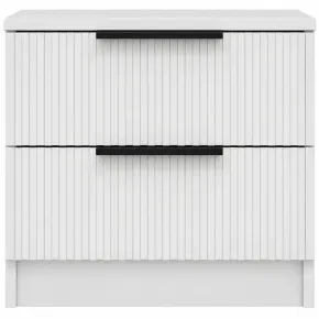 Comodino 2 Cassetti Effetto Cannettato Bianco Camera da Letto 50x40 cm 2